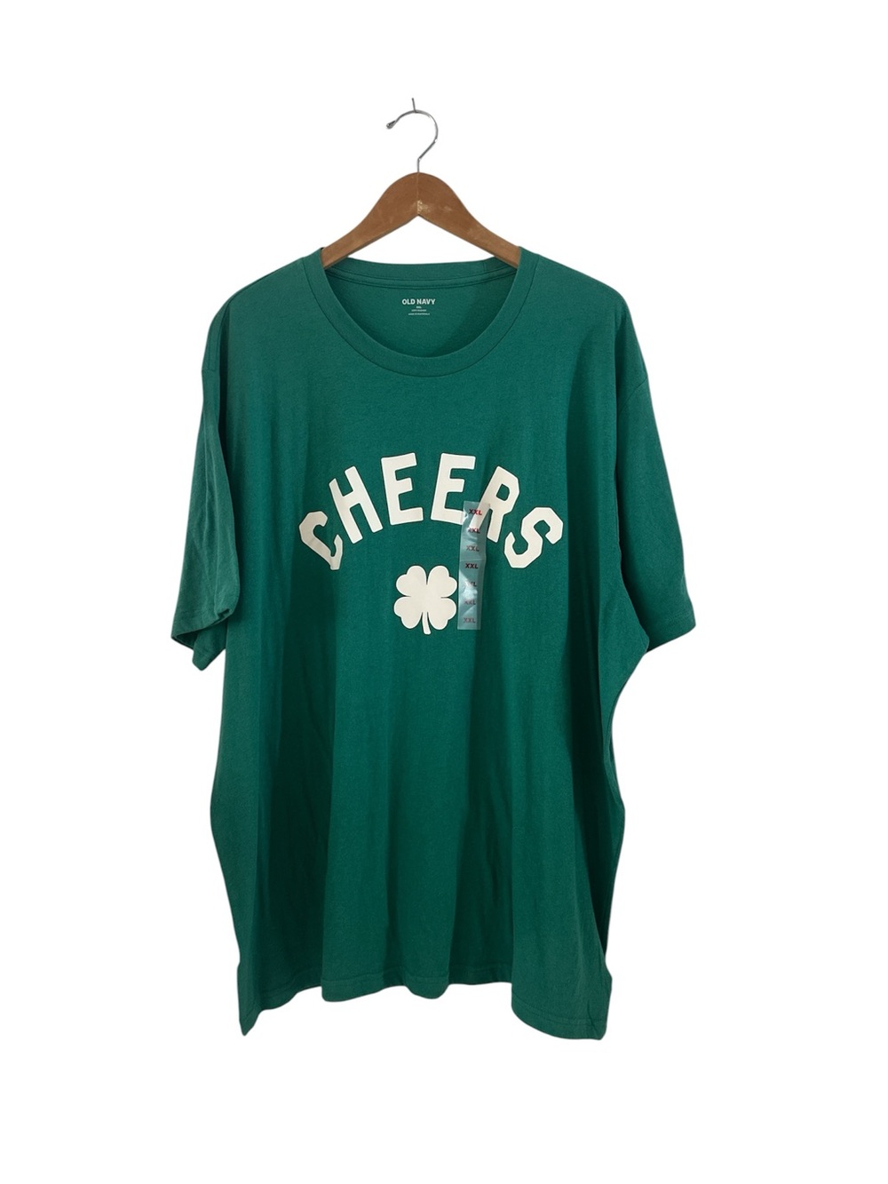 Old Navy Green 'CHEERS' Shamrock Tee NEW sz XXL